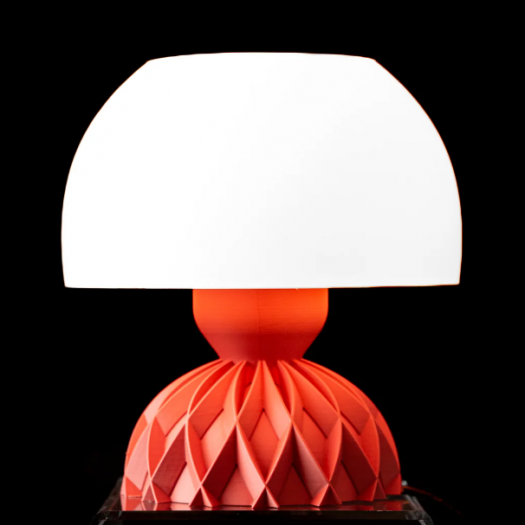 3D Baskı Kırmızı Modern Masa Lambası – Geometrik Desenli Abajur