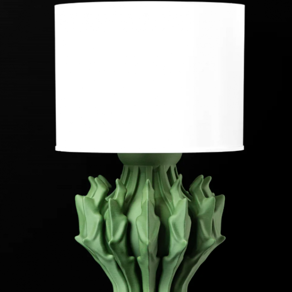 Geometrik Yeşil Örgü Desenli Masa Lambası