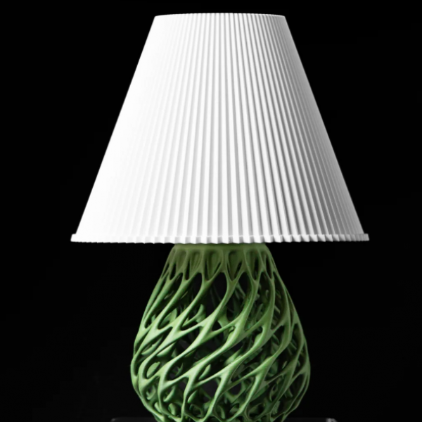 Geometrik Yeşil Örgü Desenli Masa Lambası