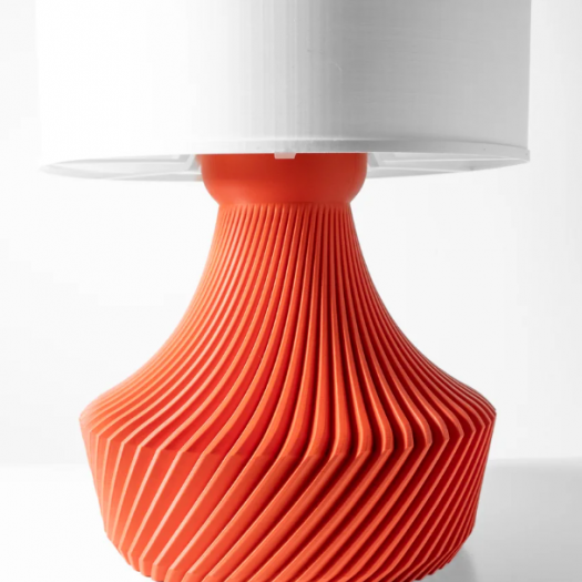 Çok Katmanlı Kırmızı/Portakal Renkli Taban Masa Lambası