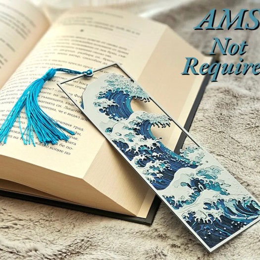 Metal Dalga Desenli Kitap Ayracı – Japon Sanatı Tasarımı ve Püskül Detaylı