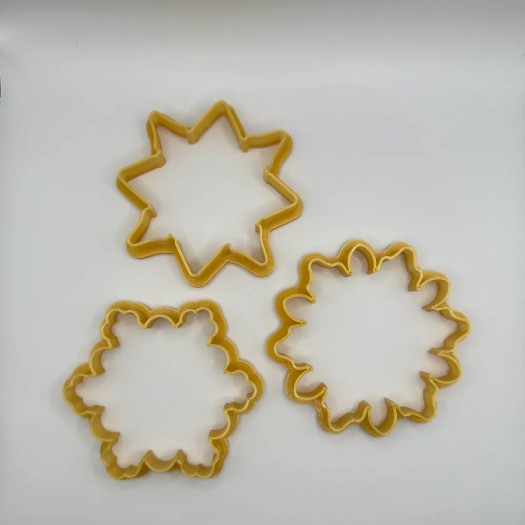 3D Baskı Kar Tanesi Kurabiye Kalıbı Seti – 3’lü
