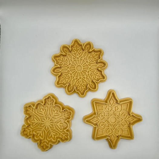 3D Baskı Kar Tanesi Kurabiye Kalıbı Seti – 3’lü