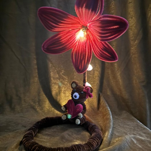 Şonil Çiçek Abajur