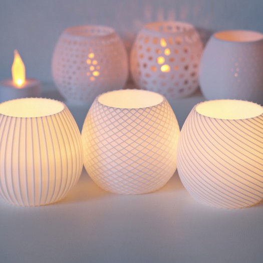 Modern Dokulu Yumurta (Orb) Formunda LED Tealight Mumluk Seti 