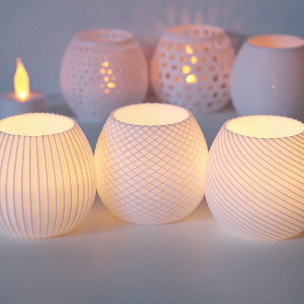 Modern Dokulu Yumurta (Orb) Formunda LED Tealight Mumluk Seti 