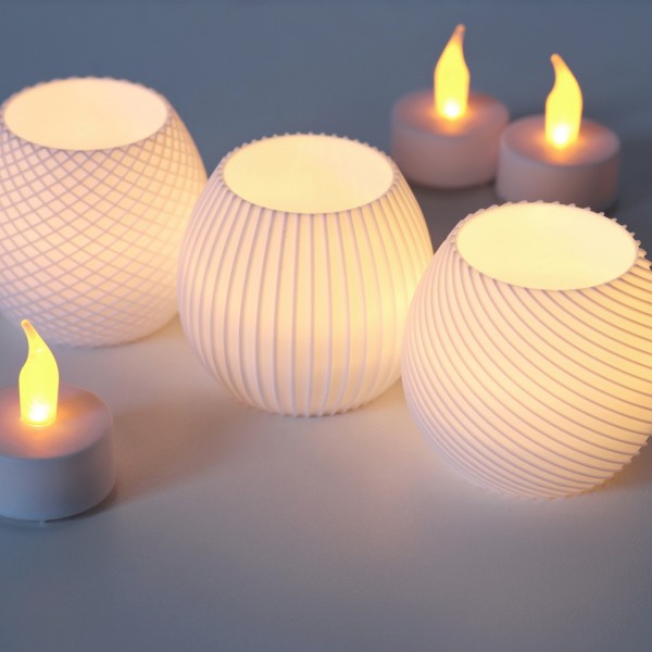 Modern Dokulu Yumurta (Orb) Formunda LED Tealight Mumluk Seti 
