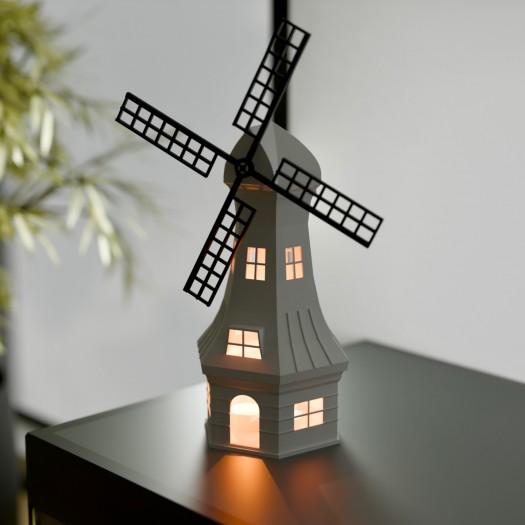 Hollanda Esintisi: Yel Değirmeni LED Gece Lambası / Dekoratif Mumluk