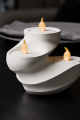 Modern Spiral Beyaz Üçlü LED Tealight Mumluk Modern Spiral Beyaz Üçlü LED Tealight Mumluk