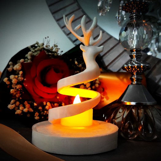 Spiral Yükselen Geyik Boynuzlu Tealight Mumluk