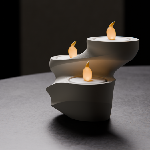 Modern Spiral Beyaz Üçlü LED Tealight Mumluk Modern Spiral Beyaz Üçlü LED Tealight Mumluk