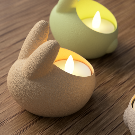 Sevimli Tavşan Kulaklı LED Tealight Mumluk Seti (3'lü)