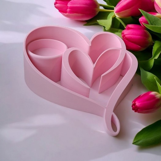İç İçe Kalp Tasarımlı Pembe Çok Amaçlı Düzenleyici