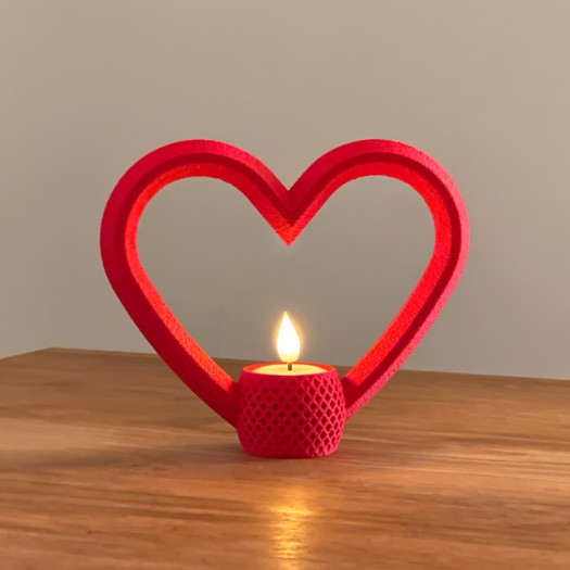 Rustik Ahşap Görünümlü Kalp Formunda LED Mumluk