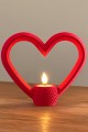 Rustik Ahşap Görünümlü Kalp Formunda LED Mumluk