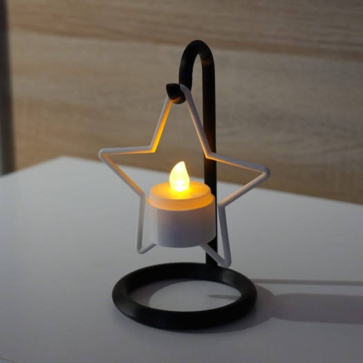 Yüzen Yıldız: Askılı Metal Görünümlü Tealight Mumluk