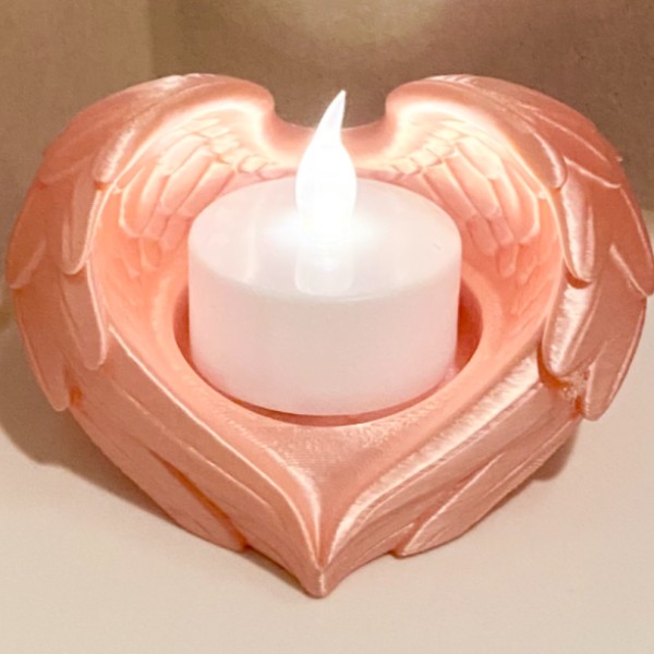Kanatlı Kalp: Melek Kanadı Tealight Mumluk