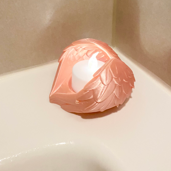 Kanatlı Kalp: Melek Kanadı Tealight Mumluk