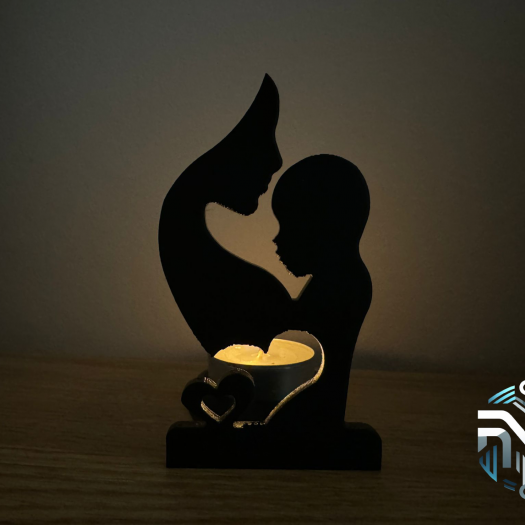 Anne ve Çocuk Sevgisi Silüet Mumluk