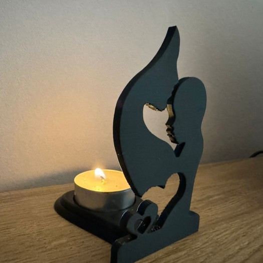 Anne ve Çocuk Sevgisi Silüet Mumluk