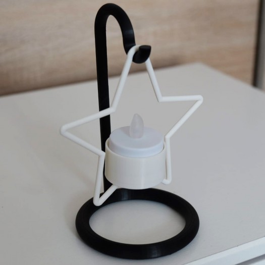 Yüzen Yıldız: Askılı Metal Görünümlü Tealight Mumluk