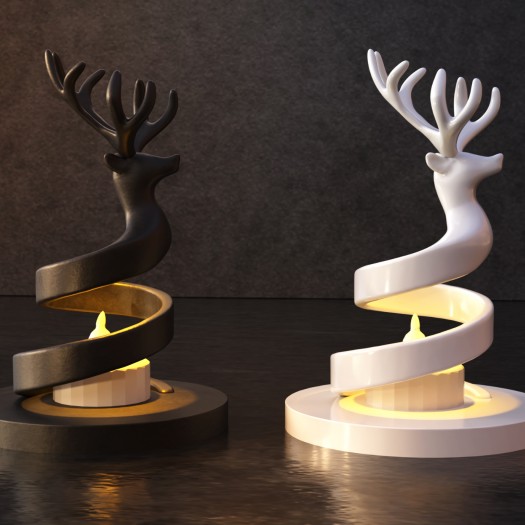Spiral Yükselen Geyik Boynuzlu Tealight Mumluk