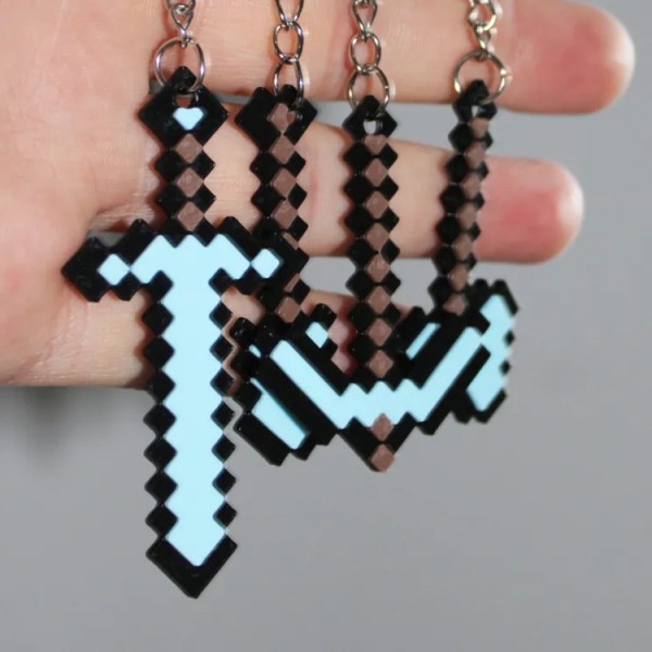 Pixel Kılıç ve Kazma Anahtarlık Seti