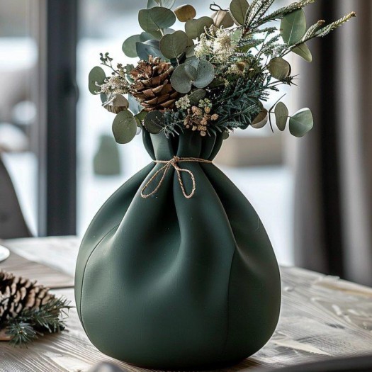 3D Baskı Yeşil Dekoratif Vazo – Çuval Tasarım