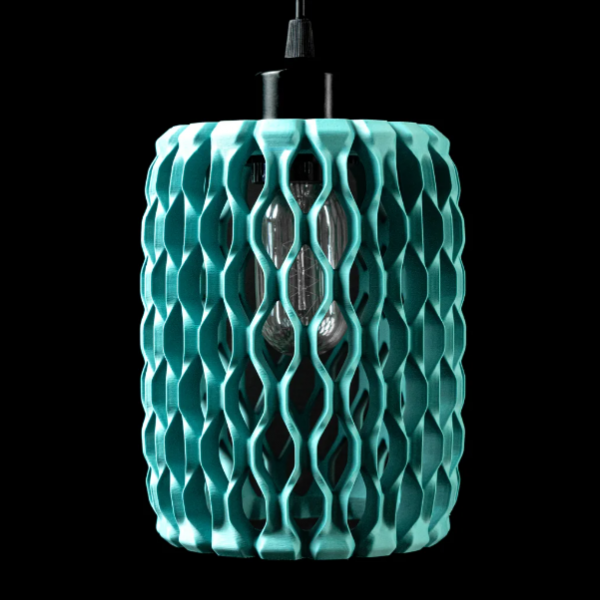 3D Baskı Turkuaz Petek Desenli Sarkıt Avize