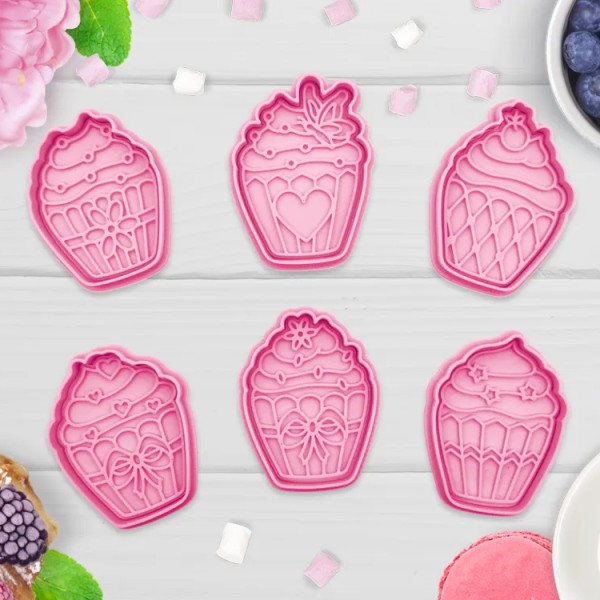 3D Baskı Cupcake Kurabiye Kalıbı Seti – 6’lı Tatlı Tasarımlar