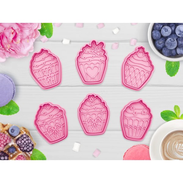 3D Baskı Cupcake Kurabiye Kalıbı Seti – 6’lı Tatlı Tasarımlar