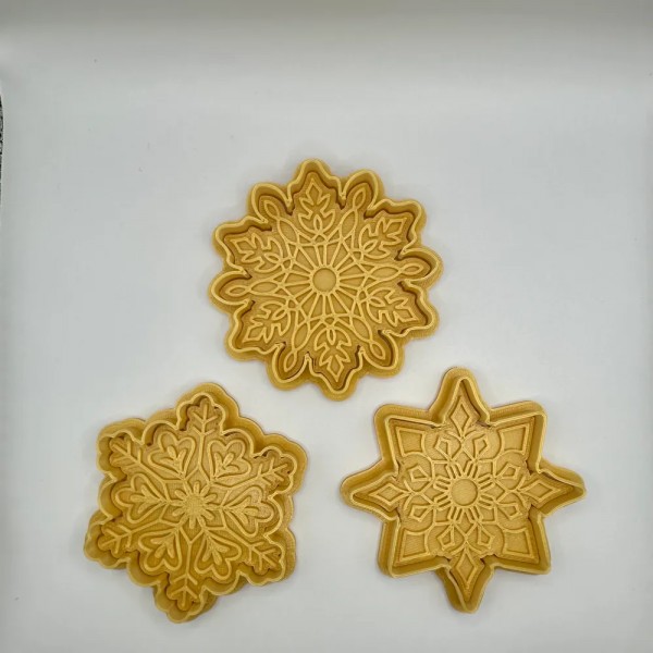3D Baskı Kar Tanesi Kurabiye Kalıbı Seti – 3’lü