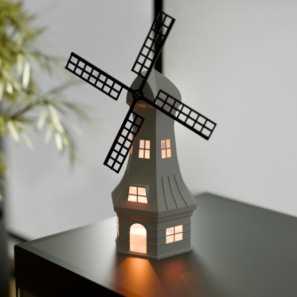 Hollanda Esintisi: Yel Değirmeni LED Gece Lambası / Dekoratif Mumluk