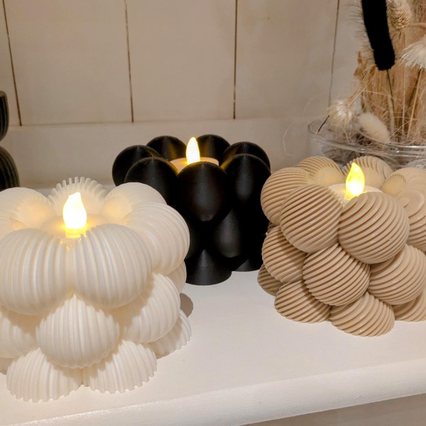 Kabarık Bulut (Bubble) Formlu LED Dekoratif Mum Seti