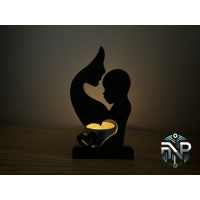 Anne ve Çocuk Sevgisi Silüet Mumluk