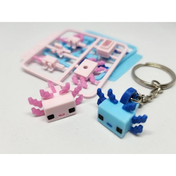 Pembe ve mavi renklerde, blok tarzı tasarımlı, montaj setli Anahtarlık