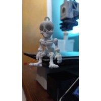 Sevimli Oturan İskelet 3D Baskı Anahtarlık