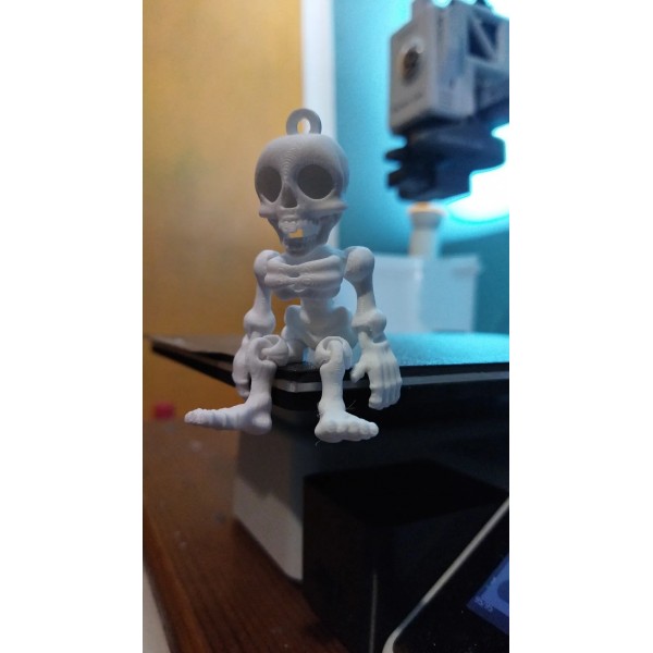 Sevimli Oturan İskelet 3D Baskı Anahtarlık