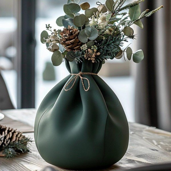 3D Baskı Yeşil Dekoratif Vazo – Çuval Tasarım