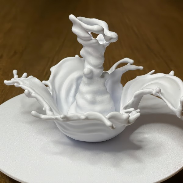 3D Baskı Süt Sıçraması Tasarımlı Dekoratif Vazo