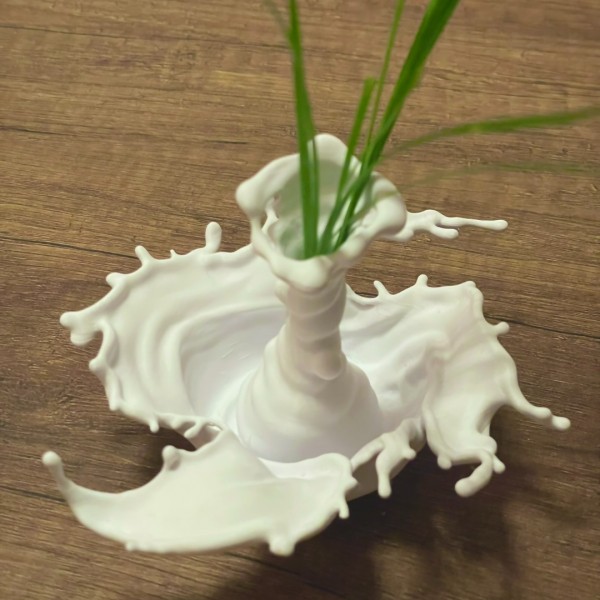 3D Baskı Süt Sıçraması Tasarımlı Dekoratif Vazo